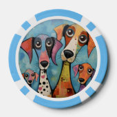 Bunter Hund Abstrakte Kunst Cartoon-Stil Pokerchips (Rückseite)