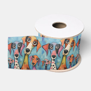 Bunter Hund Abstrakte Kunst Cartoon-Stil Ripsband