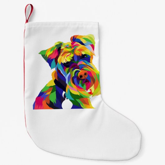 bunter Hund Art Schnauzer Mama und Papa Haustier Kleiner Weihnachtsstrumpf (Vorderseite)