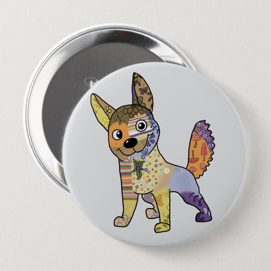 Bunter Hund Button (Vorne & Hinten)