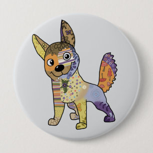 Bunter Hund Button