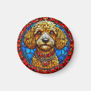 Bunter Hund in Buntglasporträt Magnet