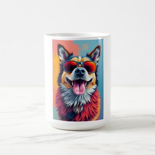 Bunter Hund mit Sonnenbrille Kaffeetasse (Mittel)