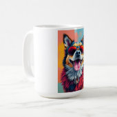 Bunter Hund mit Sonnenbrille Kaffeetasse (Vorderseite Links)