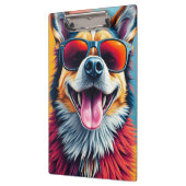 Bunter Hund mit Sonnenbrille Klemmbrett (Links)