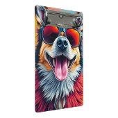 Bunter Hund mit Sonnenbrille Mini Klemmbrett (Schrägansicht)