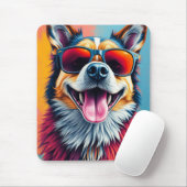 Bunter Hund mit Sonnenbrille Mousepad (Mit Mouse)