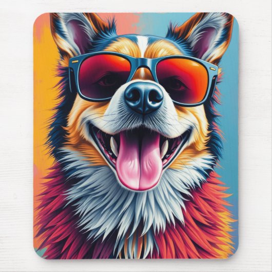 Bunter Hund mit Sonnenbrille Mousepad (Vorne)