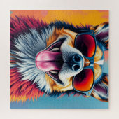 Bunter Hund mit Sonnenbrille Puzzle (Horizontal)