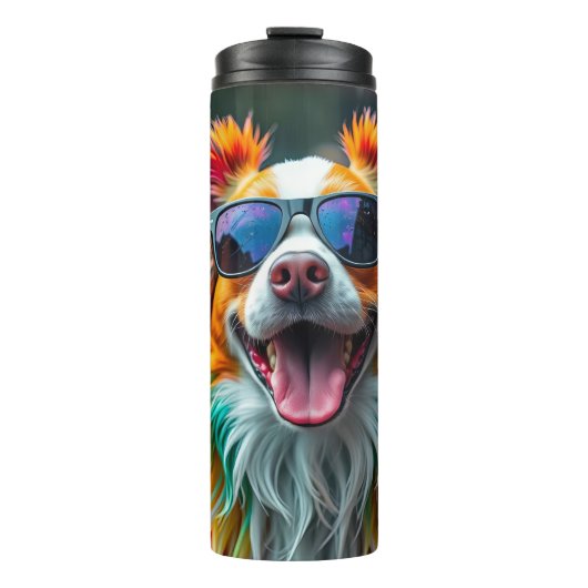 Bunter Hund Pop Art Spritzer Thermosbecher (Vorderseite)