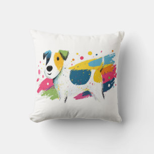 Bunter Hund Pop Art Spritzillustration Kissen