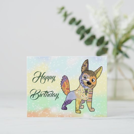Bunter Hund Postkarte (Stehend Vorderseite)
