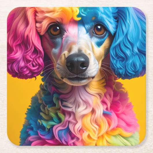 Bunter Hund Rechteckiger Pappuntersetzer (Vorderseite)