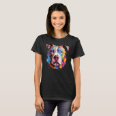 Bunter Hund Splash Art Pitbull T-Shirt (Vorne ganz)