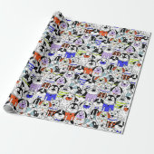 Bunter Hunde-Muster mit Menschenmenge Geschenkpapier (Ungerollt)