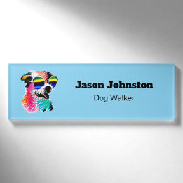 Bunter Hundeausführer Pet Professional Namenschild