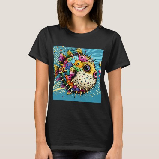 bunter Igel-Fisch T-Shirt (Vorderseite)
