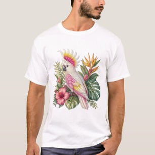 Bunter Kakadu Zwischen Tropischen Blüten T-Shirt