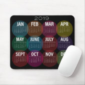 Bunter Kalender 2019 auf Schwarzem Mousepad (Mit Mouse)