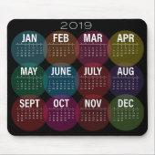 Bunter Kalender 2019 auf Schwarzem Mousepad (Vorne)