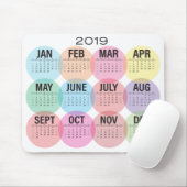 Bunter Kalender 2019 auf Weiß Mousepad (Mit Mouse)
