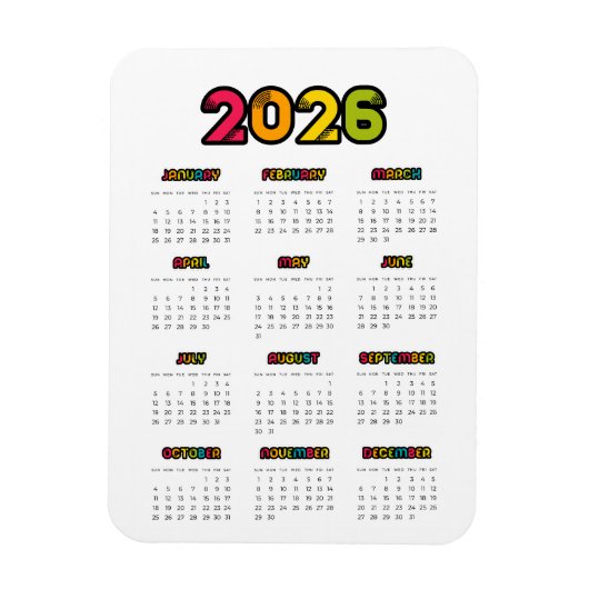 Bunter Kalender 2025 Magnet (Vertikal)