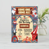 Bunter Karnevalskreis Glühende Geburtstagsparty Einladung (Stehend Vorderseite)