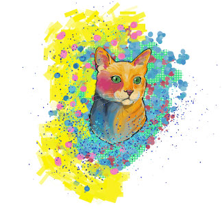 bunter Kater Fleecedecke