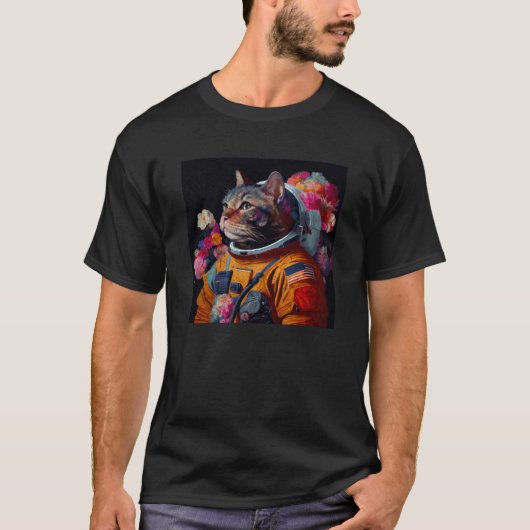 Bunter Katzenastronaut T-Shirt (Vorderseite)