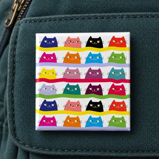 Bunter Katzenknopf Lustig Süß Button