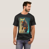 Bunter Katzenroboter T-Shirt (Vorne ganz)