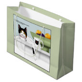 Bunter Katzensinn Katzenküche Große Geschenktüte (Vorderseite Schrägansicht)