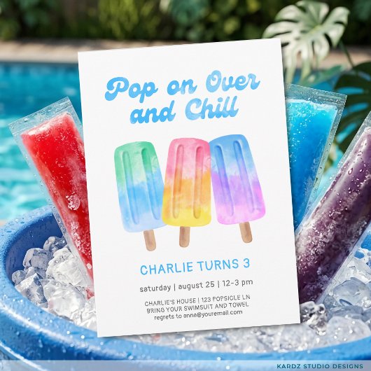 Bunter Kinder-Eis Sommer Junge 3. Geburtstag Einladung