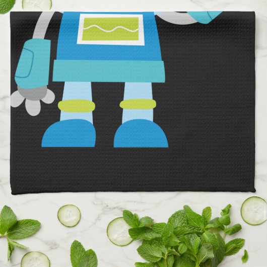 Bunter Kinderblau-Roboter Handtuch (Gefaltet)