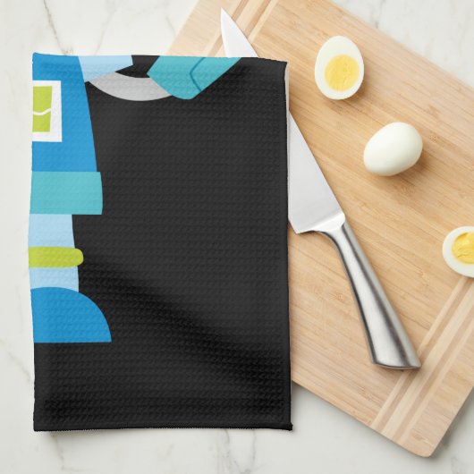 Bunter Kinderblau-Roboter Handtuch (Viertel Falte)