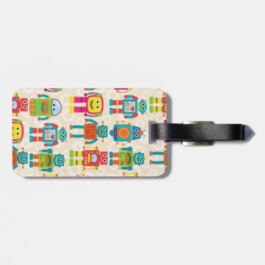 Bunter Kinderroboter Gepäckanhänger (Rückseite horizontal)