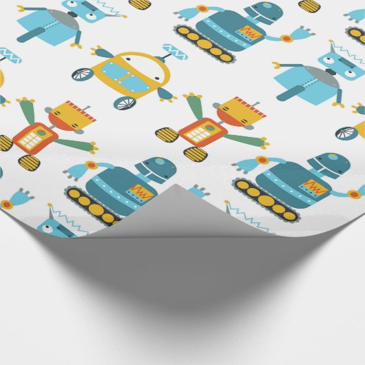 Bunter Kinderroboter Geschenkpapier (Ecke)