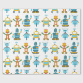 Bunter Kinderroboter Geschenkpapier (Flach)