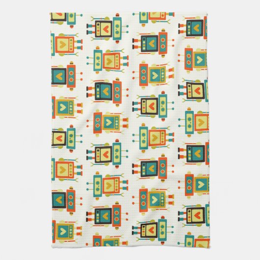 Bunter Kinderroboter Geschirrtuch (Vertikal)