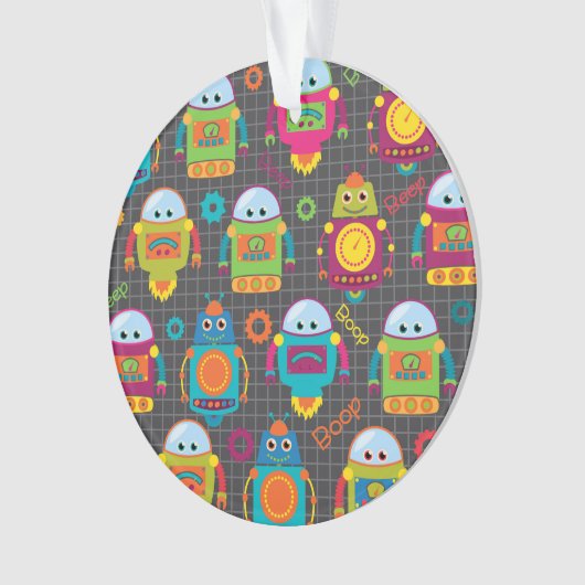 Bunter Kinderroboter Ornament (Vorderseite)