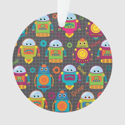 Bunter Kinderroboter Ornament (Vorderseite)