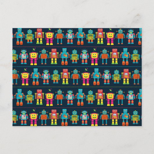 Bunter Kinderroboter Postkarte (Vorderseite)