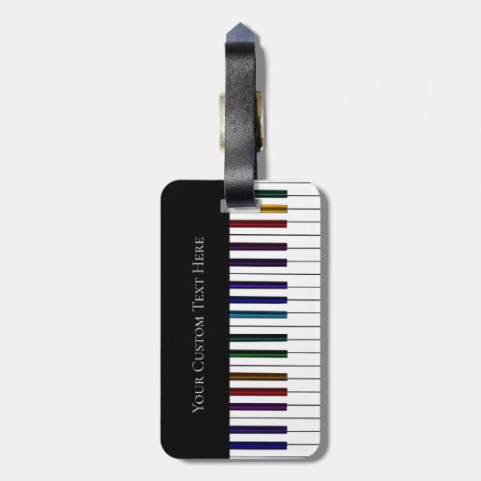 Bunter Klavier-Tastatur-personalisierter Gepäckanhänger (Rückseite vertikal)