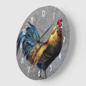 Bunter kleiner Hahn Große Wanduhr (Winkel)