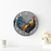 Bunter kleiner Hahn Große Wanduhr (Zuhause)