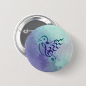 Bunter Knopf des Singvogels im Flug Button (Vorne & Hinten)