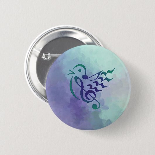 Bunter Knopf des Singvogels im Flug Button (Vorne & Hinten)