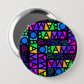 Bunter Knopf OBAMA 2012, enorm Button (Vorne & Hinten)