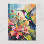 Bunter Kolibri Moderne Kunst Postkarte (Vorderseite)