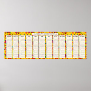 Bunter Konfetti Geburtstagskalender für alle Jahre Poster